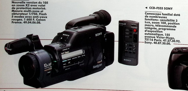 Sony caméscope Handycam CCD TR-105 - Photo - octobre 1991
