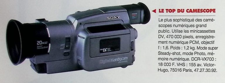 Sony caméscope Handycam DCR-VX700 - Photo - septembre 1995