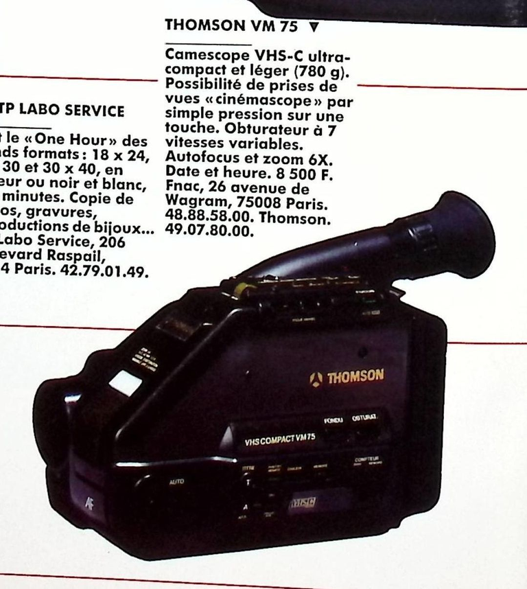 Thomson caméscope VM-75 - Photo - juin 1986