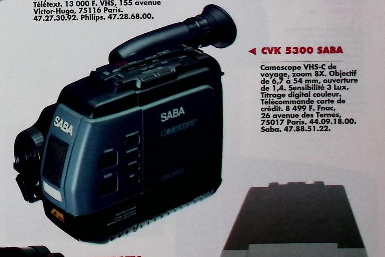 Saba caméscope VHS-C - Photo - juin 1992