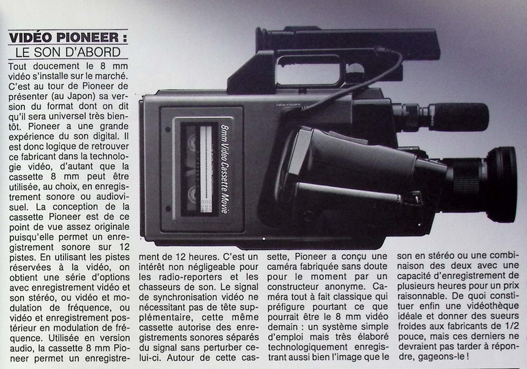 Pioneer caméscope 8 mm - Photo - juillet 1985
