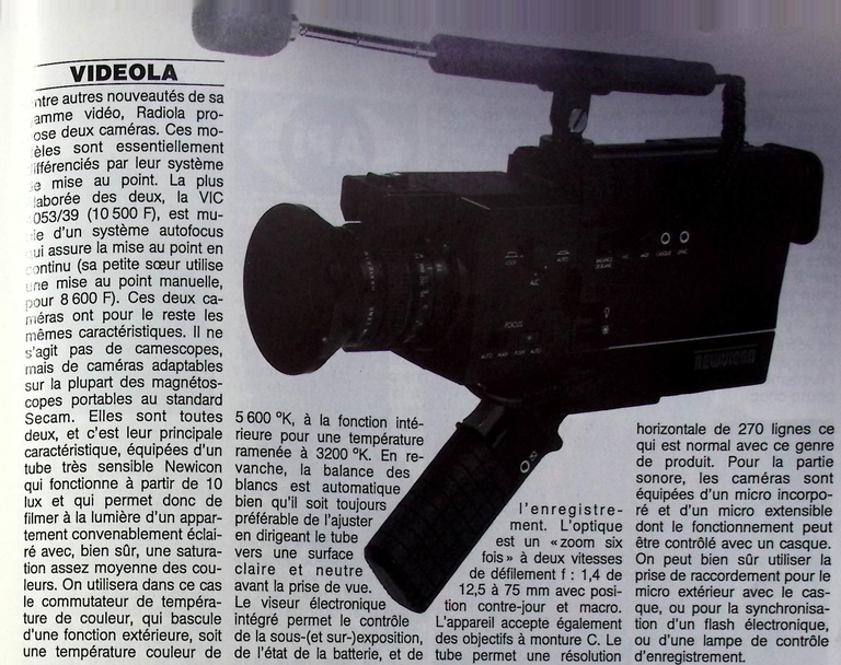 Radiola - caméra vidéo VIC 053/39 - avril 1985- Photo