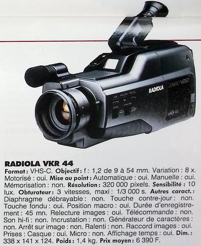 Radiola - caméscope VHS-C VKR 44 - Photo - février 1991