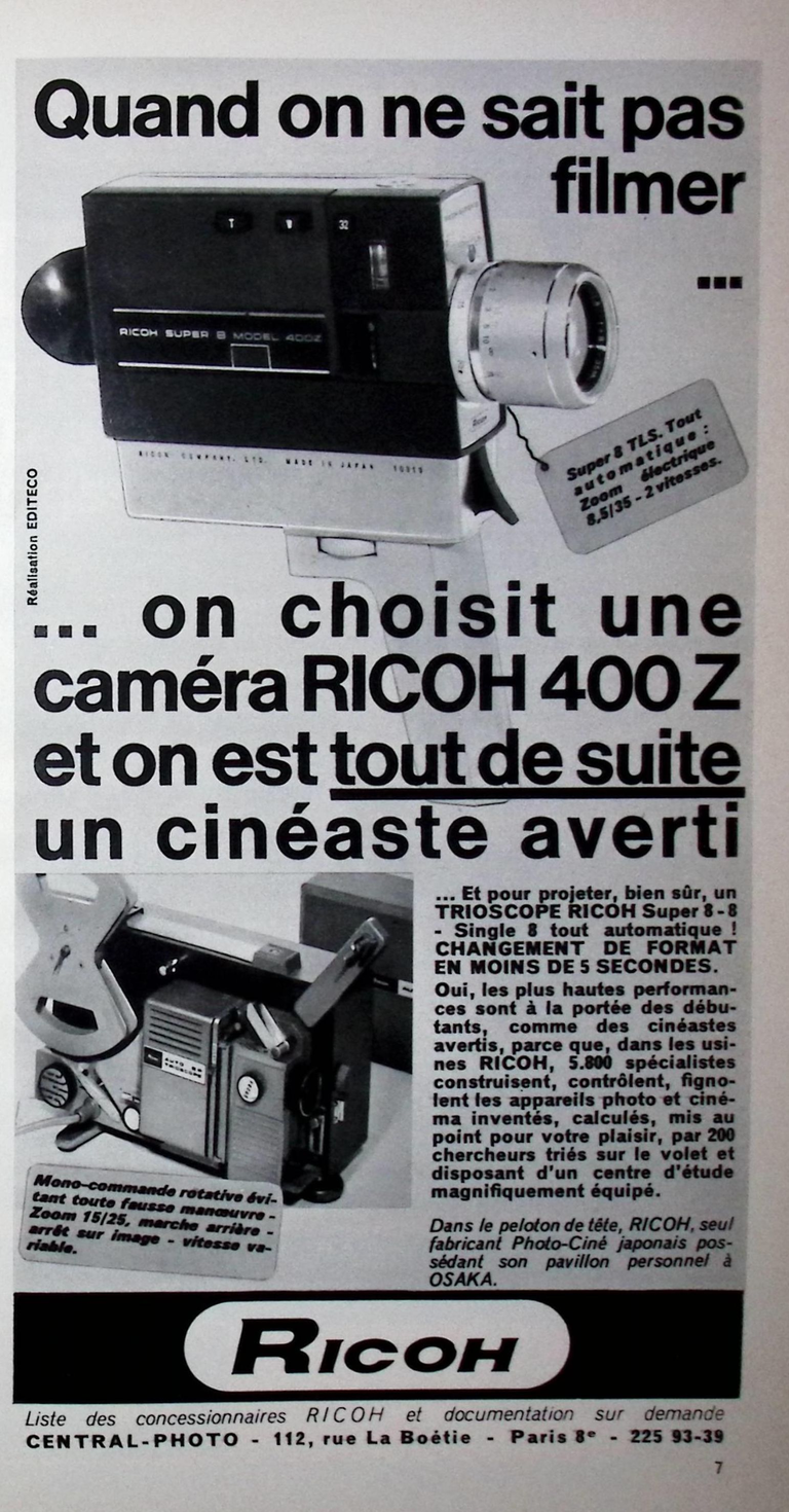 Ricoh caméra 400Z, projecteur Trioscope - Photo - mai 1970