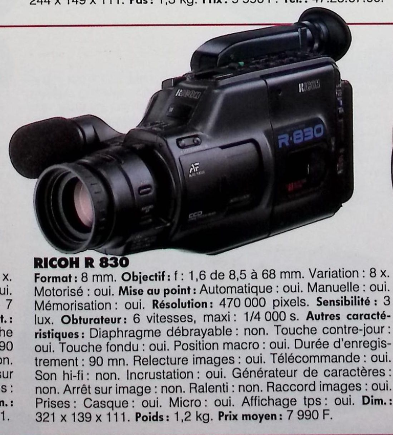 Ricoh caméscope 8 mm R 830 - Photo - février 1991