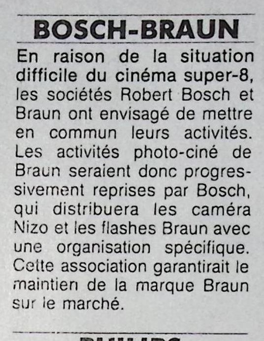 Braun rachat par Bosch - Photo - mai 1981