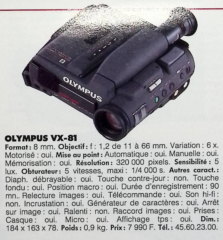 Olympus caméscope 8 mm VX-81 - Photo - février 1991
