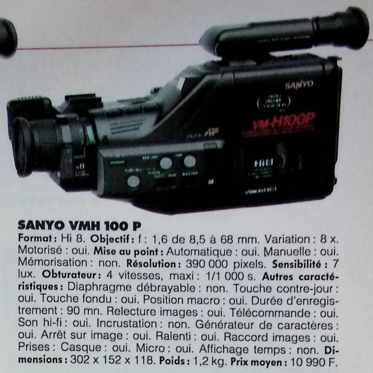 Sanyo caméscope Hi8 VMH 100 P - Photo - février 1991