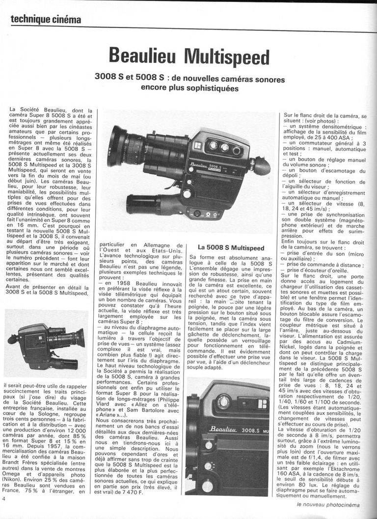 Article Beaulieu 5008 S - Photo cinéma - mai 1976 - 1