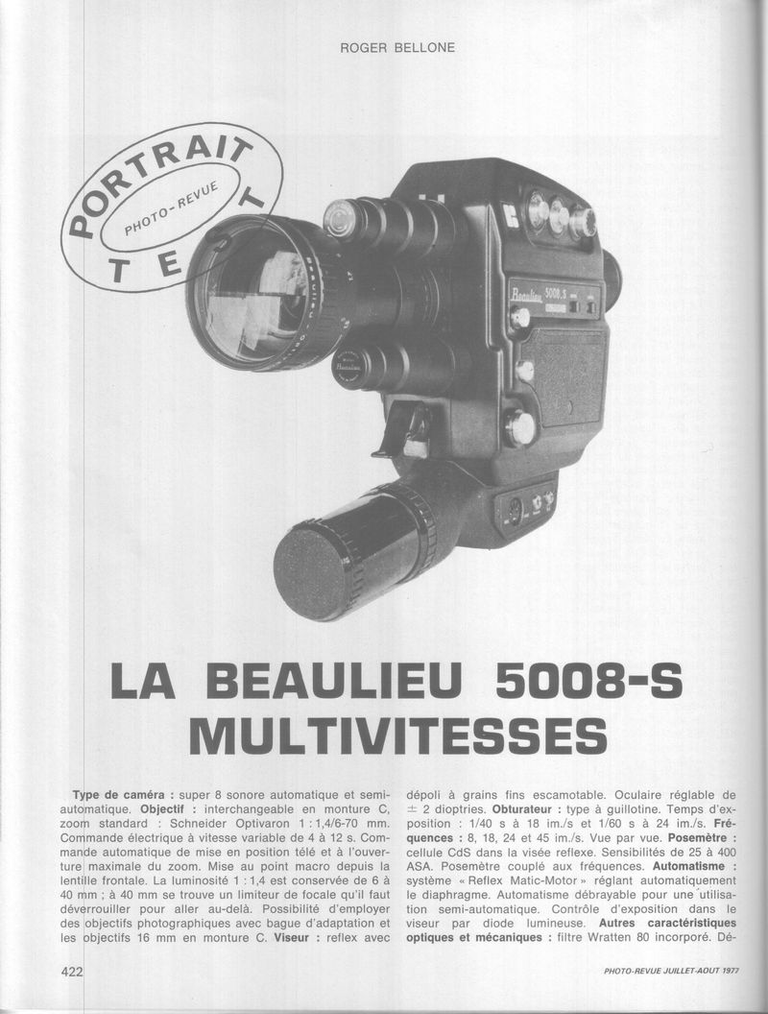Article Beaulieu 5008 S - Photo cinéma - juillet 1977 - 1