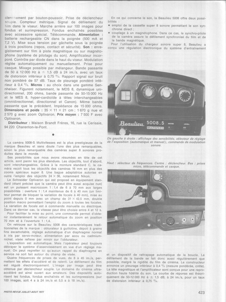 Article Beaulieu 5008 S - Photo cinéma - juillet 1977 - 2