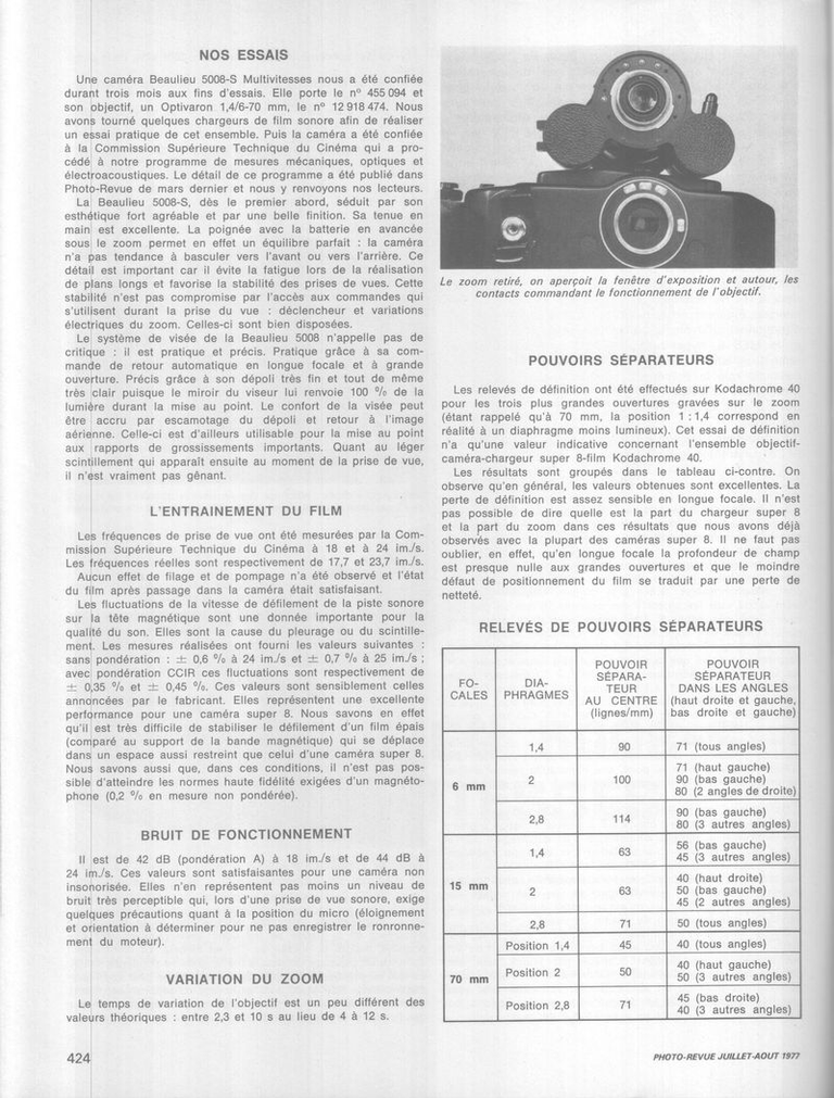 Article Beaulieu 5008 S - Photo cinéma - juillet 1977 - 3