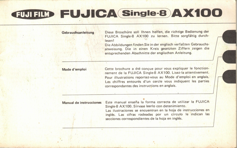 Fujica AX100 - mode d'emploi français