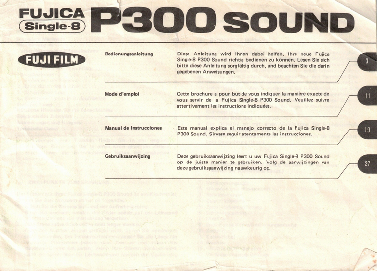 Fujica P300 Sound - mode d'emploi français