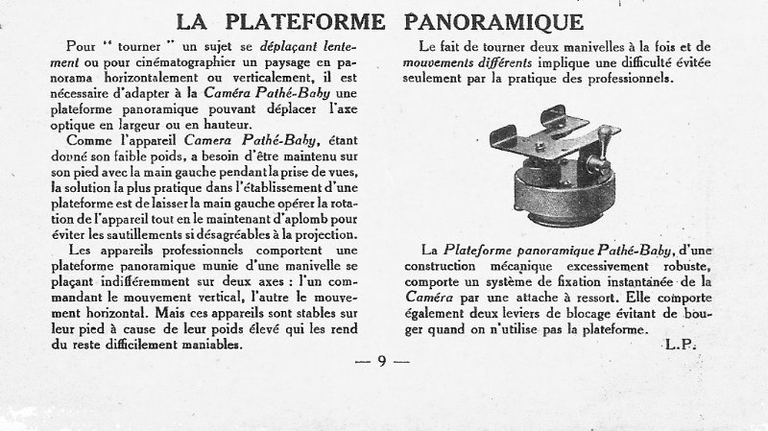 Artcile plateforme panoramique Pathé - avril 1926 - Le Cinéma Chez Soi