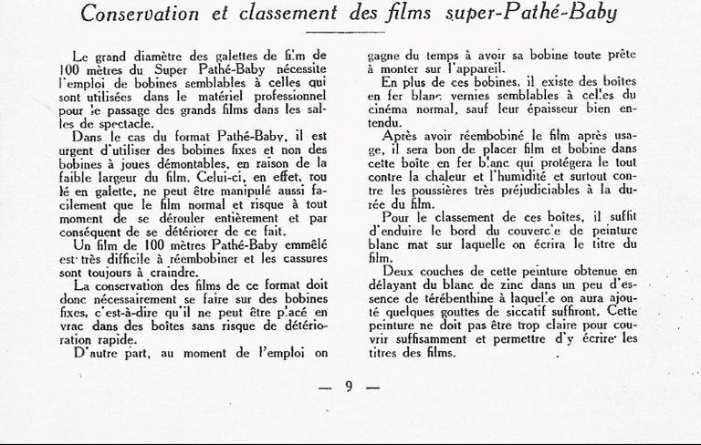 Conservation et classement des films Super Pathé-Baby - avril-mai 1927 - Le Cinéma Chez Soi