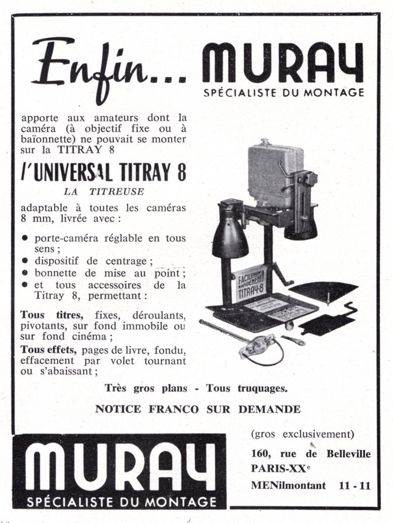 Publicité Titray 8 1958