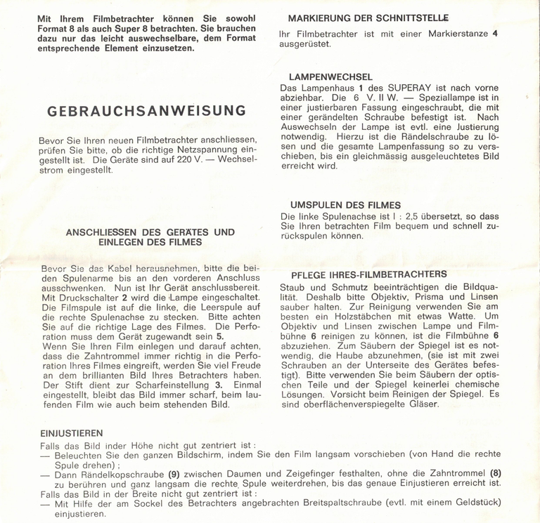 Notice des Visionneuses enrouleuses Superay et Superette - 3