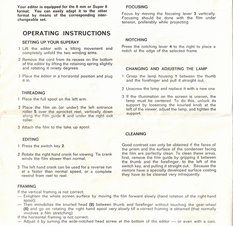 Notice des Visionneuses enrouleuses Superay et Superette - 4