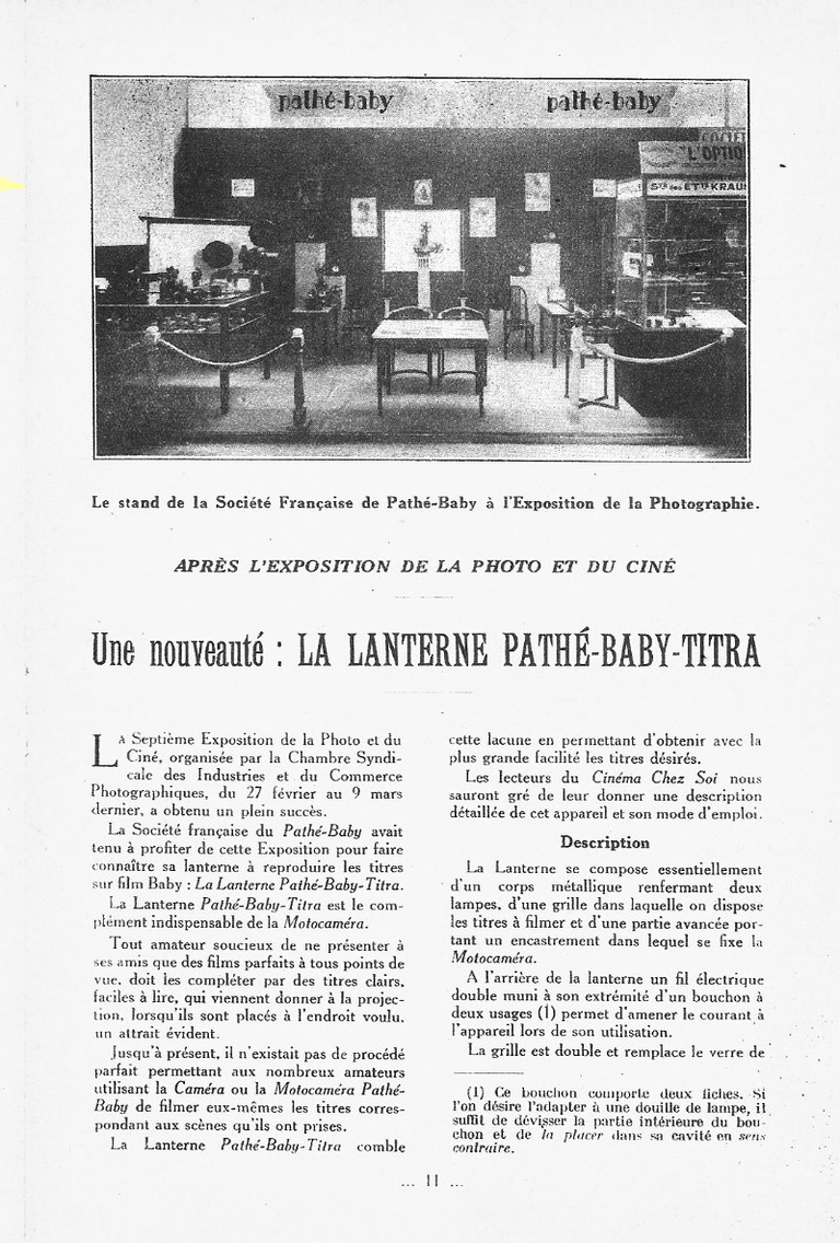 La lanterne Pathé-Baby-Titra - mai-juin1930 - Le Cinéma Chez Soi - page 1