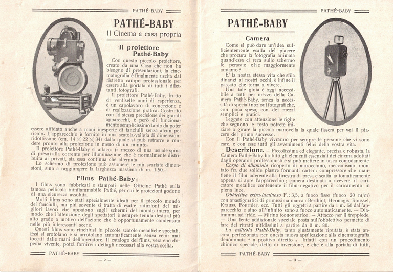 1926 - Catalogue Pathé-Baby italien - pages 2-3