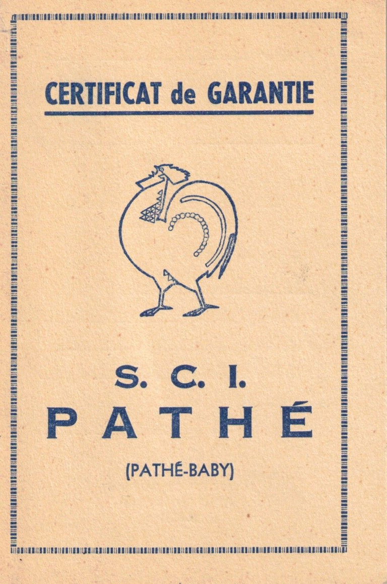Certificat de garantie Pathé-Baby 53 - 1