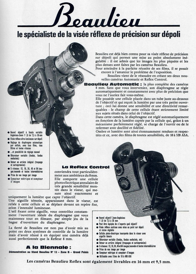 Article Beaulieu Automatic, Reflex Control - novembre 1961 - Photo Cinéma - 