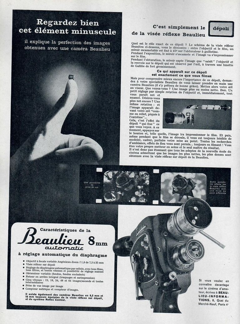 Beaulieu 8 mm automatic - décembre 1962 - Photo Cinéma