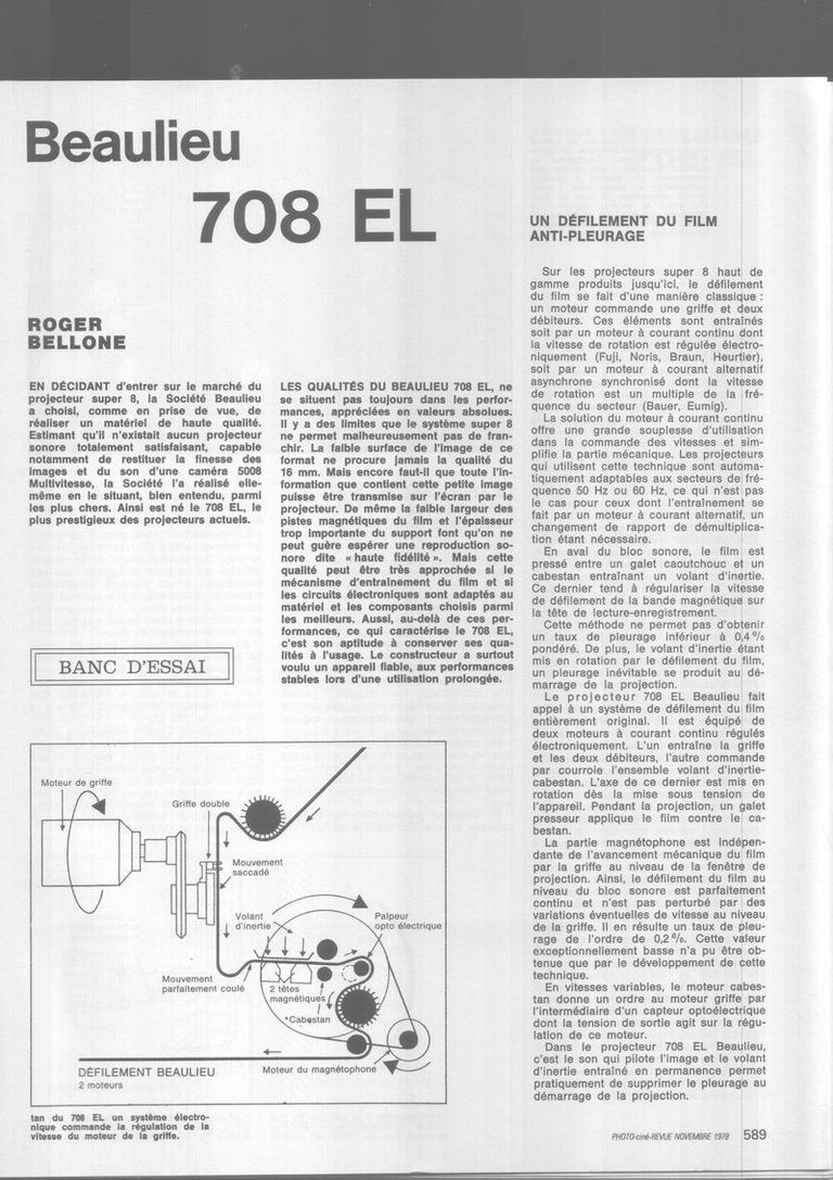 Projecteur Beaulieu 708 EL - décembre 1978 - Photo-Cinéma page 1