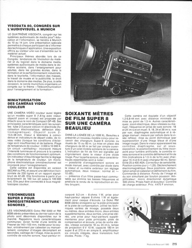 Beaulieu 1028 XL60 - avril 1980 - Photo-Ciné Revue