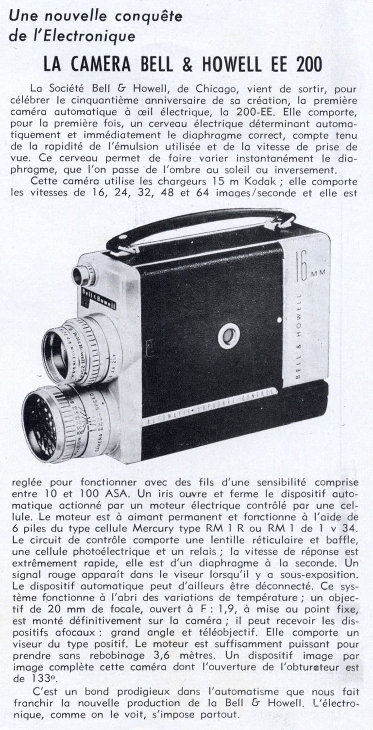 Bell & Howell - caméra EE 200 8 mm - 1956
