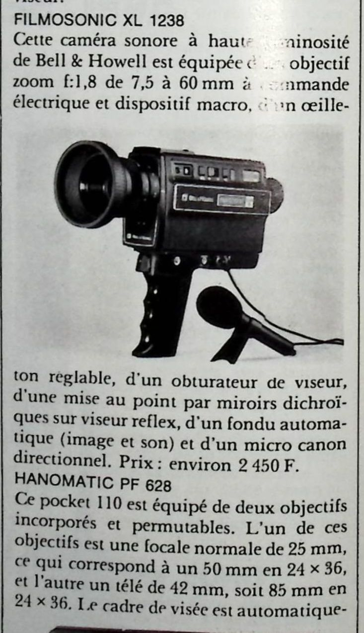 Bell & Howell caméra Filmosonic XL 1238 - Photo - juillet 1976