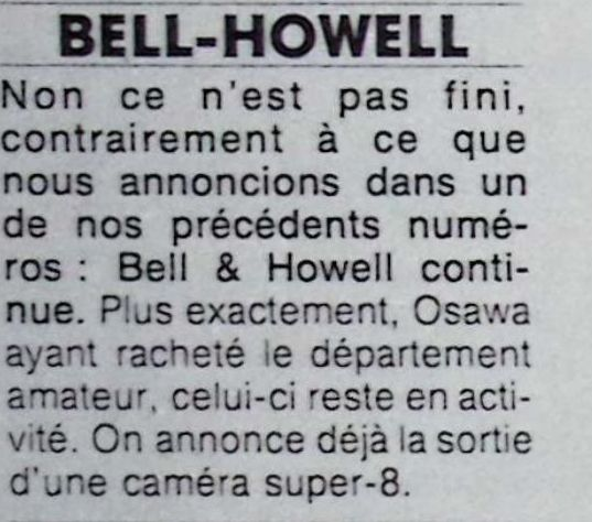 Bell & Howell non ce n'est pas fini - Photo - janvier 1981