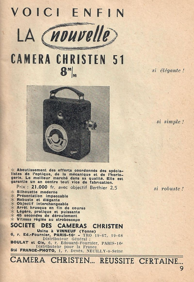 Christen - caméra Christen 51 - 1951