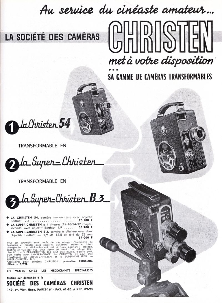 Christen - caméra Christen 54 8 mm, Super Christen 8 mm, Super Christen B3 8 mm - 1953