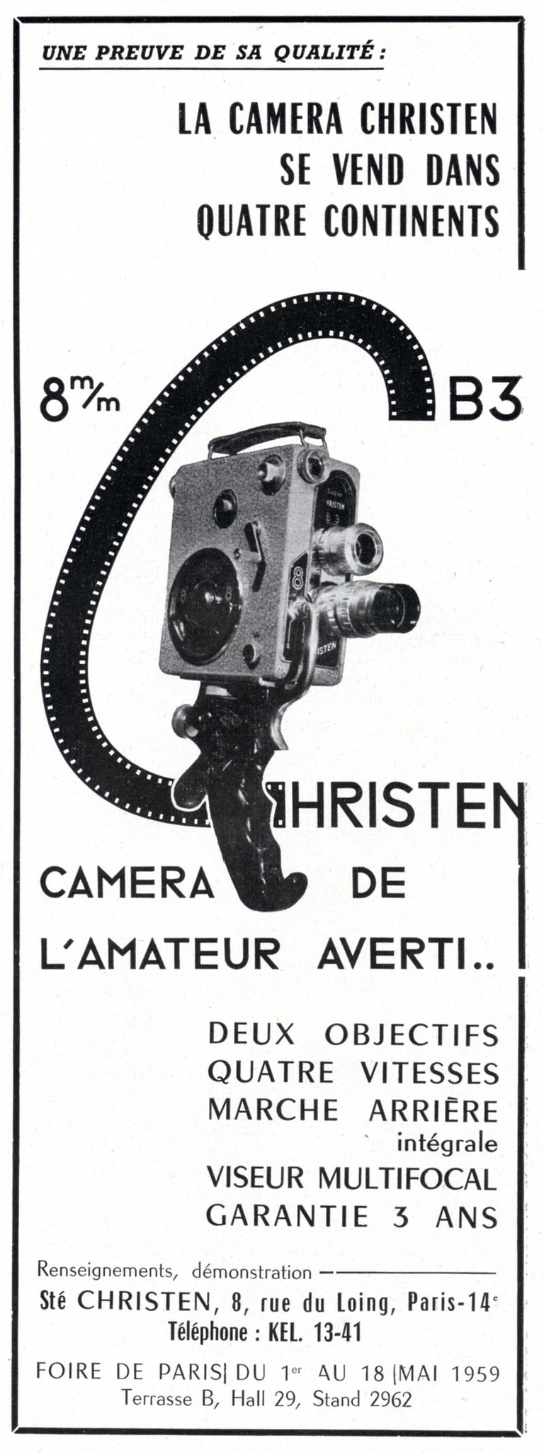 Christen - caméra Super Christen B3 8 mm - 1959