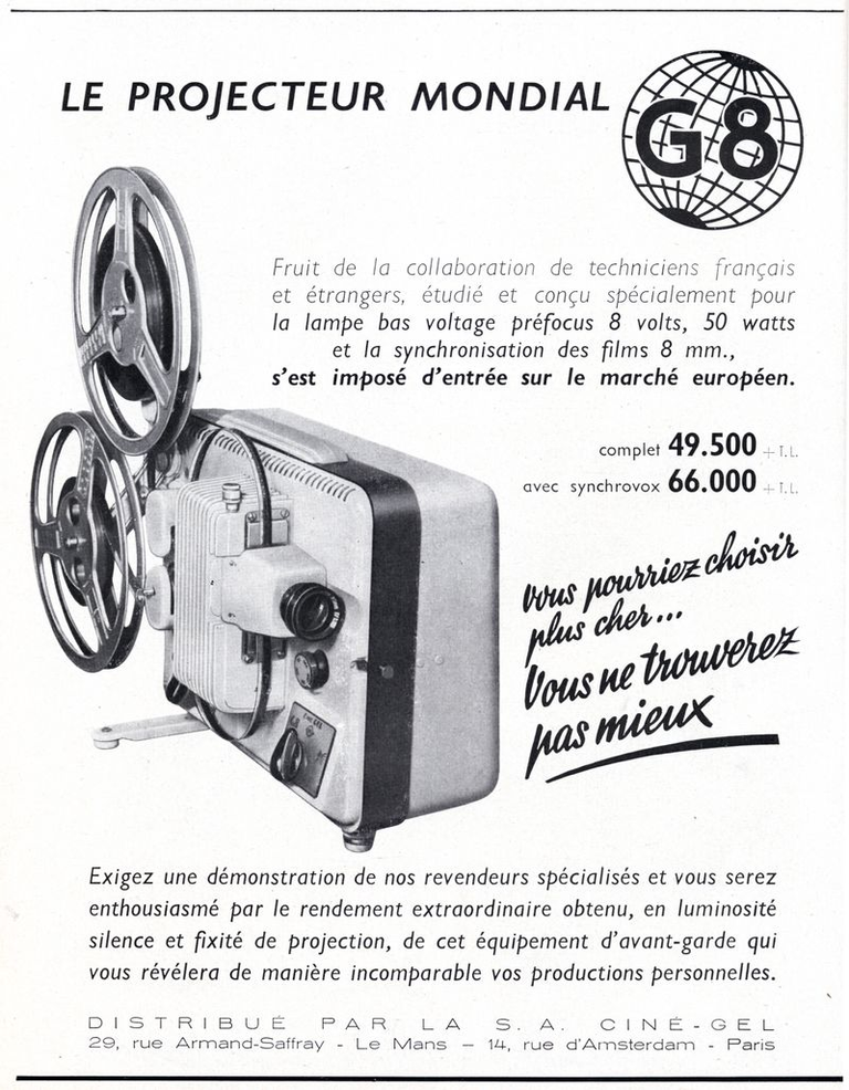 CinéGel - projecteur G 8 et Synchrovox - 1959