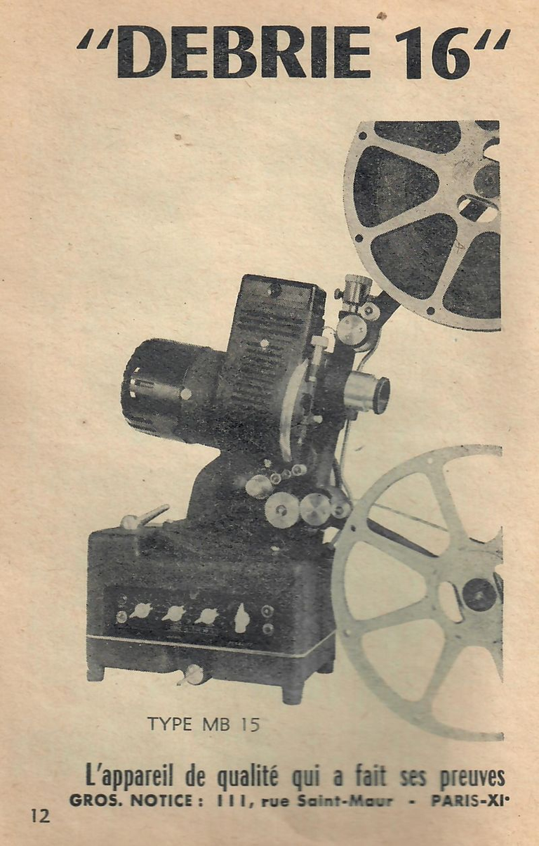 Debrie - projecteur Debrie 16 Type MB 15 - mai 1951