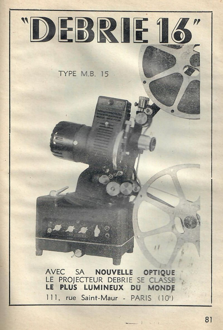 Debrie - projecteur Debrie 16 Type MB 15 - juillet 1952