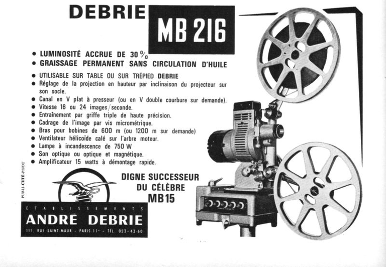 Debrie - projecteur Debrie MB 216 - juillet 1965 - Photo-Ciné Revue