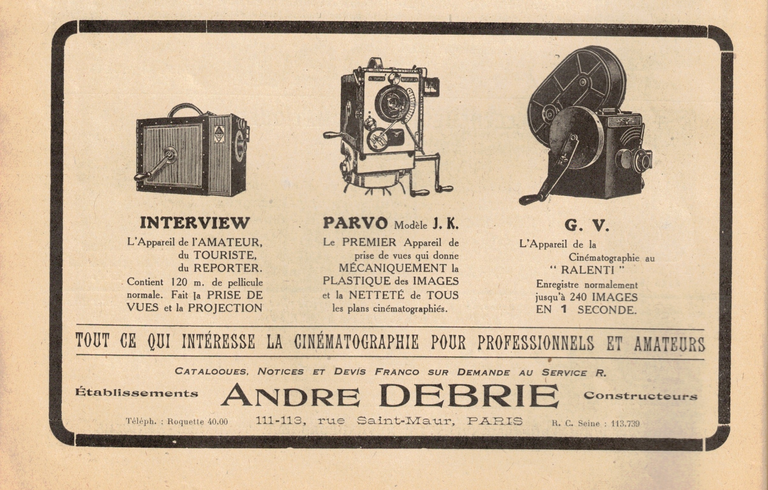 Debrie Interview, Parvo modèle J.K., G.V. - La revue française de photographie n°92 - 01 août 1923