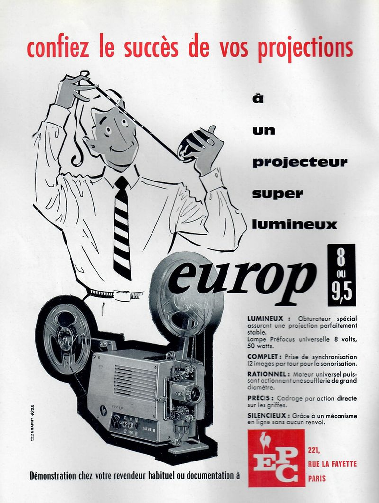 E.P.C. - projecteur europ 8 mm ou 9,5 mm - novembre 1962 - Photo-Cinéma