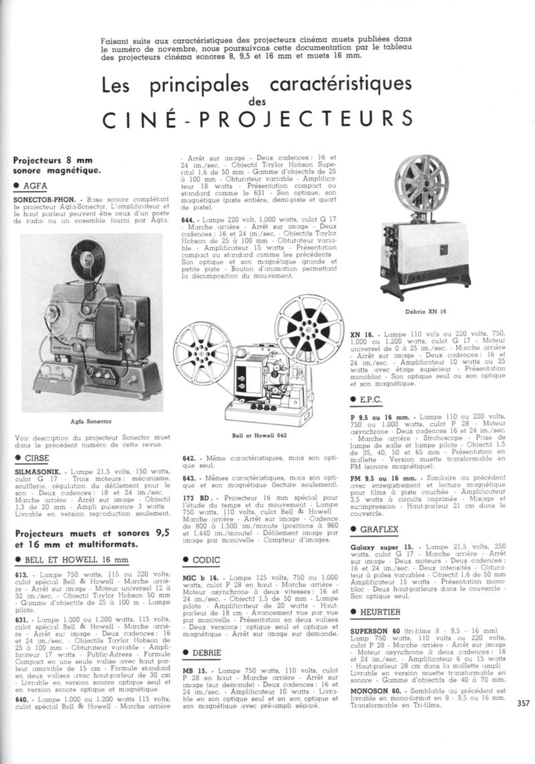 E.P.C. - projecteur P 9,5 ou 16 mm, PM 9,5 ou 16 mm - décembre 1963 - Photo-Cinéma