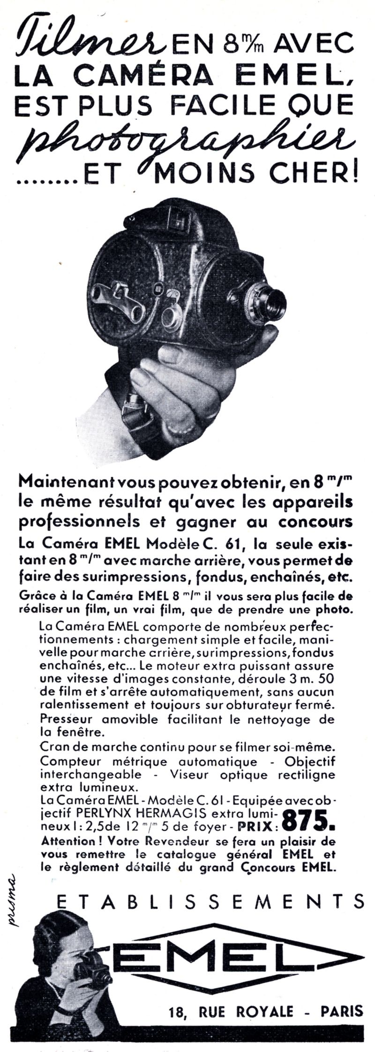 Concours Emel caméra 8 mm C61 - 1936
