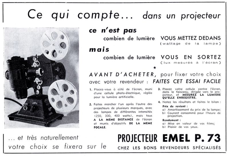 Emel projecteur 8 mm P.73 - 1950