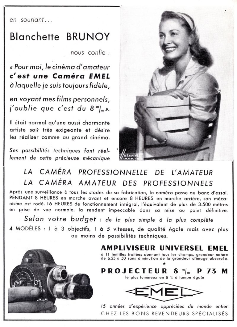 Emel - Blanchette Brunoy - caméras 8 mm C96, C91, C94, C93 - projecteur 8 mm P.73 - Ampliviseur - 1951