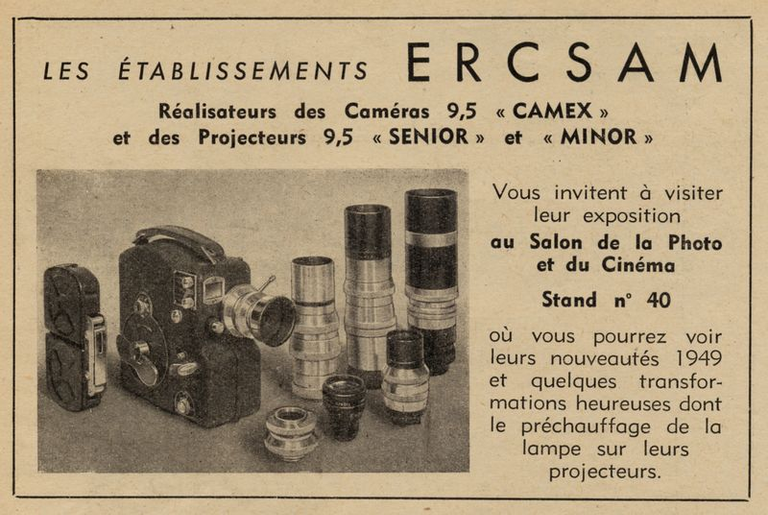ERCSAM - caméra Camex 9,5 mm - projecteur Senior, Minor - 1949