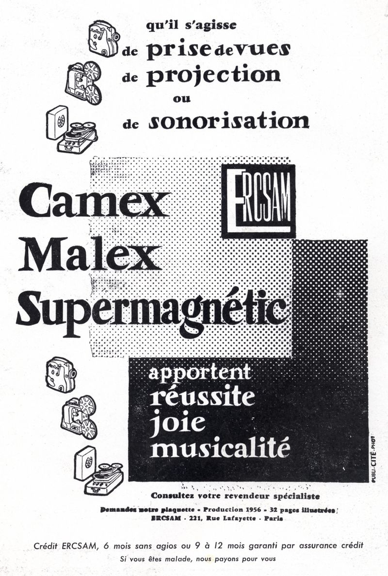 ERCSAM - caméra Camex - projecteur Malex - Super-Magnétic - 1956