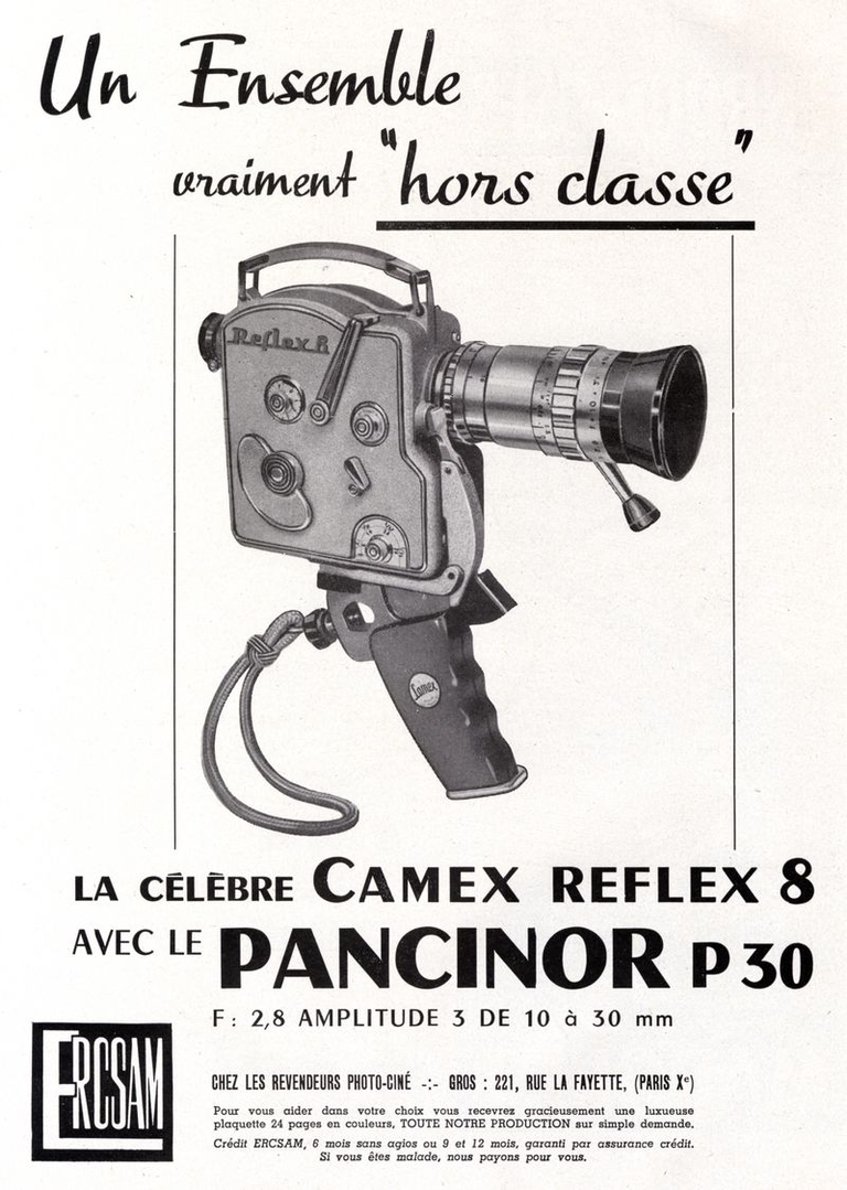 ERCSAM - caméra Camex Reflex 8 mm Pan-Cinor P30 - 1958