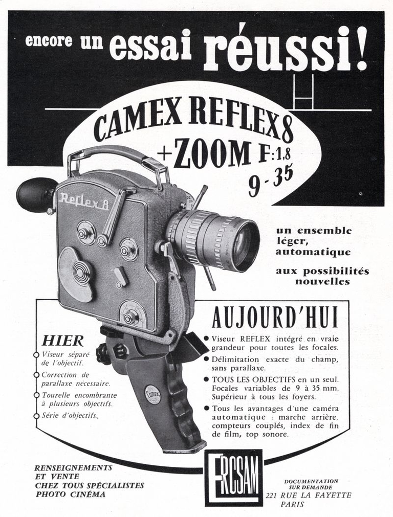 ERCSAM - caméra Camex Reflex 8 mm Zoom - 1959